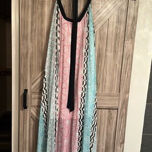 Lane Bryant Pink and Blue Geometric Maxi Dress